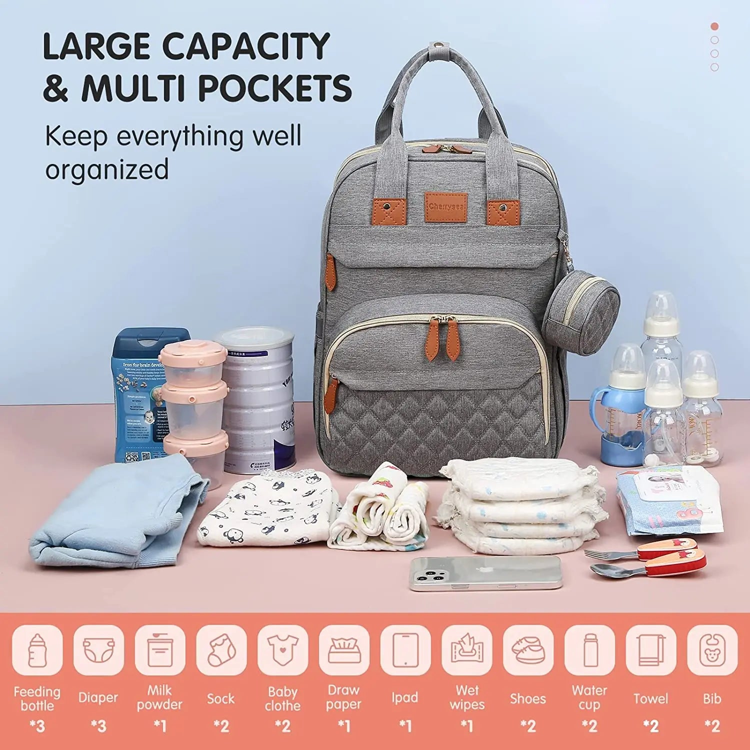 Sac à langer 3-en-1 multifonction – Lit pliable, rangement isotherme et port USB