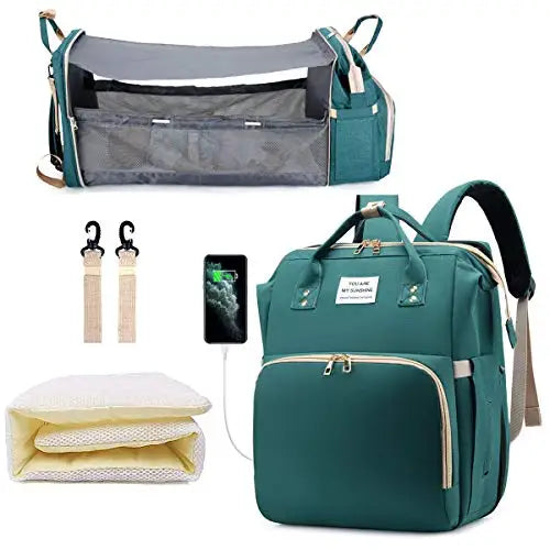 Sac à langer 3-en-1 multifonction – Lit pliable, rangement isotherme et port USB